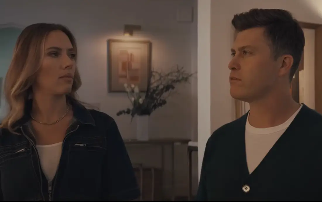 Scarlett Johansson and Colin Jost starred in Amazon's 2022 Super Bowl commercial (YouTube)