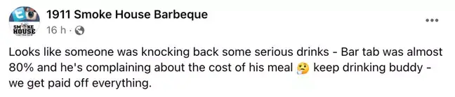 The Newark Airport restaurant hit back.