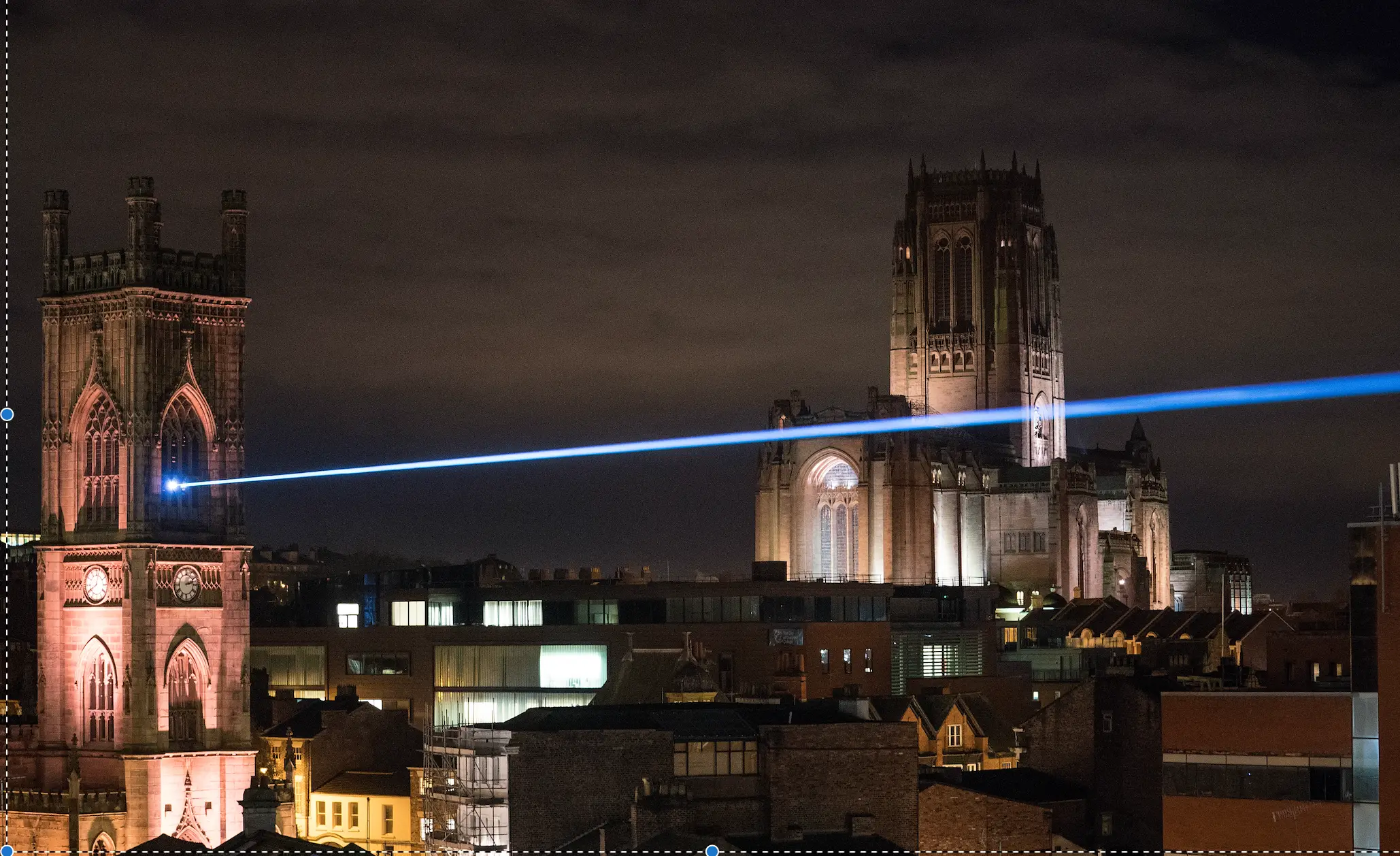 Is it Santa? Or is it just Christmas lights in the sky?