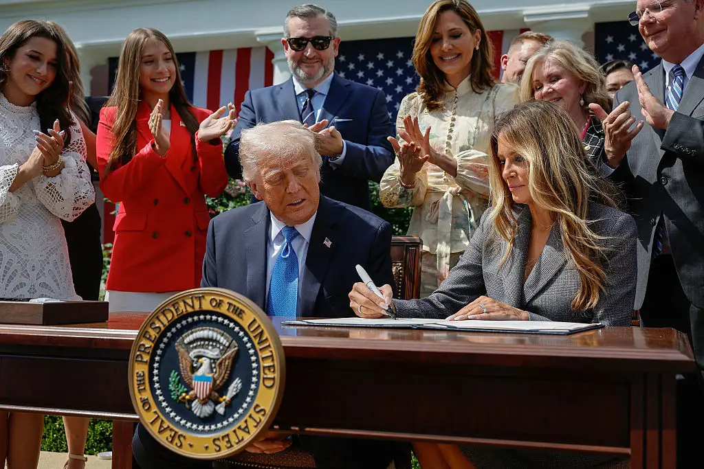 Donald Trump and Melania sign the Take It Down legislation into law (Photo by Chip Somodevilla/Getty Images)