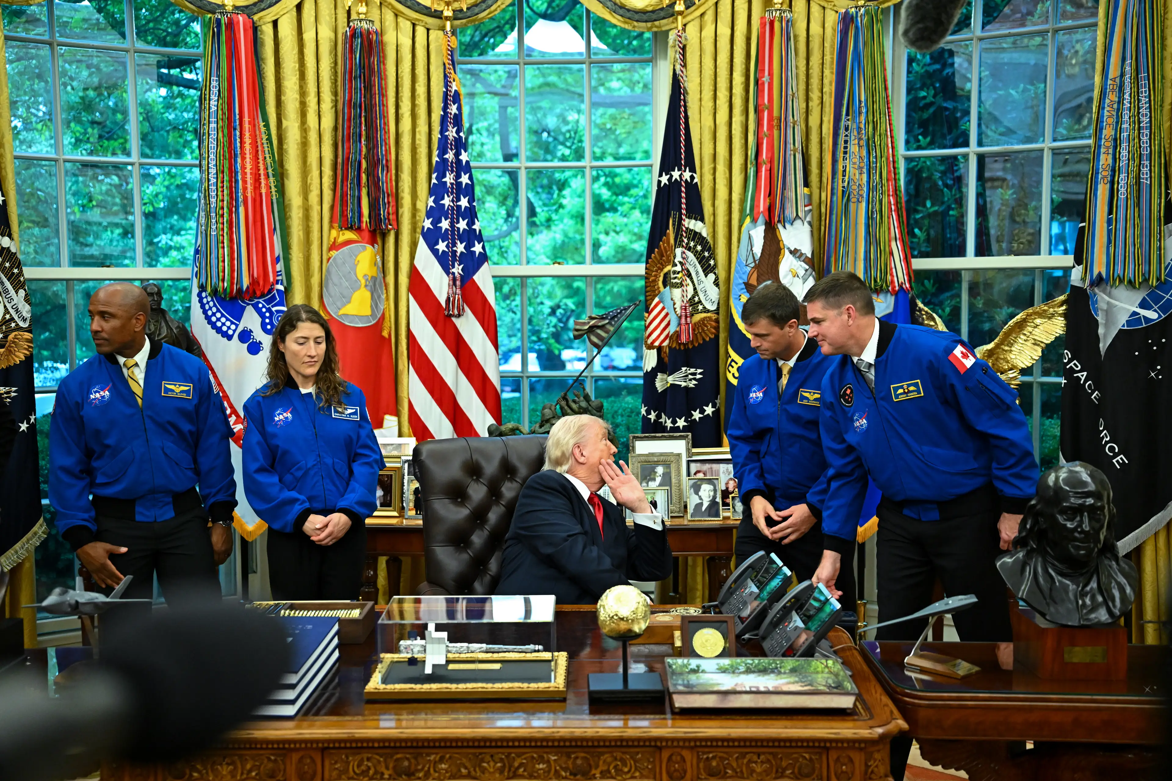 Donald Trump expressed how 'proud' he is of the astronauts (Graeme Sloan/Bloomberg via Getty Images)