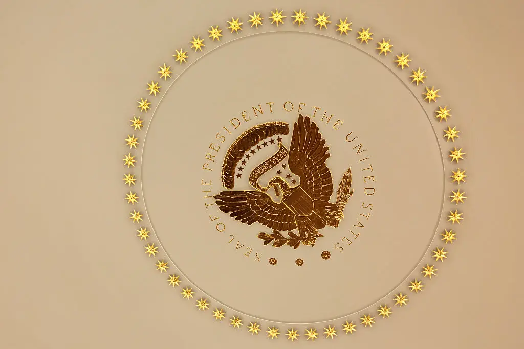 The ceiling of the Oval Office even has a gold touch (Chip Somodevilla/Getty Images)