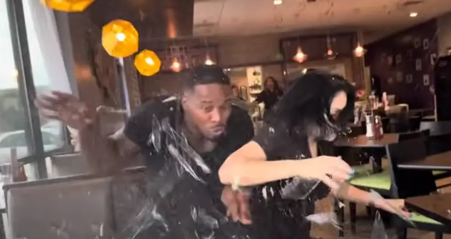 Nina Unrated and Patrick Blackwell were eating when a car hit them (YouTube/@ninaunrated)