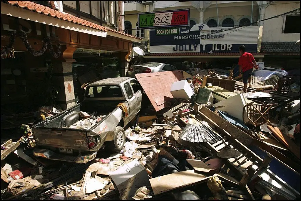 According to the British Red Cross, around 230,000 people died in the 2004 Indian Ocean tsunami. (Photo by Patrick AVENTURIER/Gamma-Rapho via Getty Images)