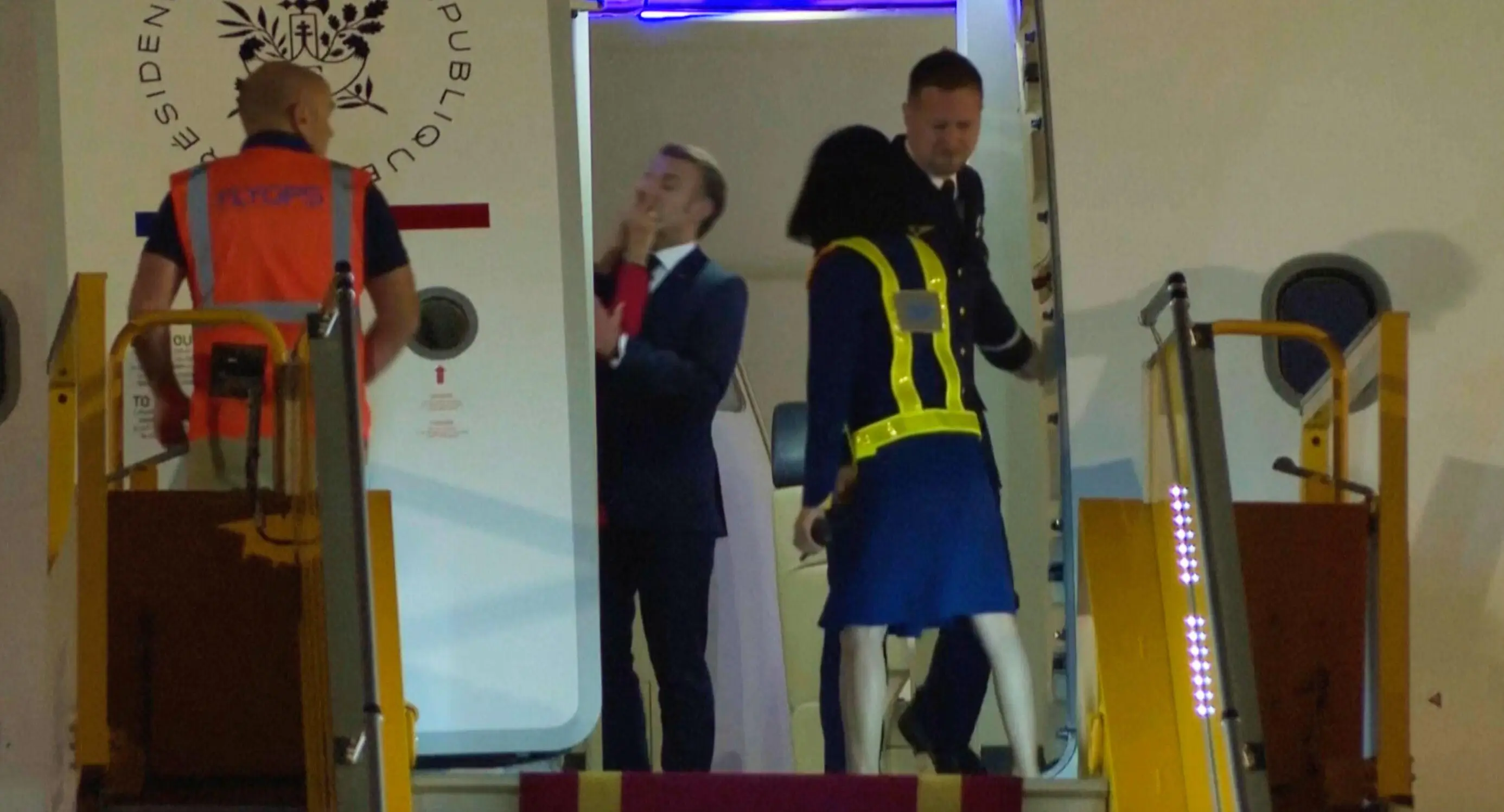 Emmanuel Macron appeared to be 'slapped' by his wife (AP Photo/Hau Dinh via Alamy)