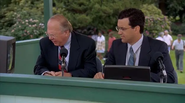 Jack Giarraputo (right) took on the sports commentator role himself (Universal Pictures)