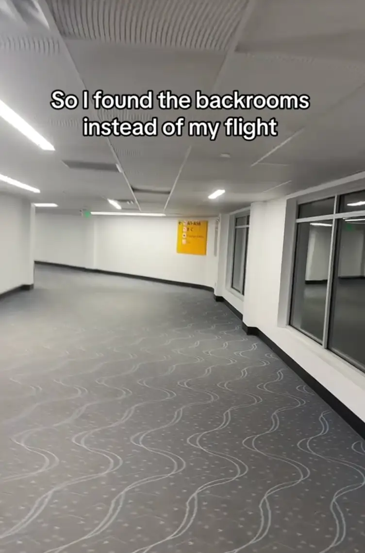 The video shows the backrooms at Denver International Airport. (TikTok/@hollow_hollis)