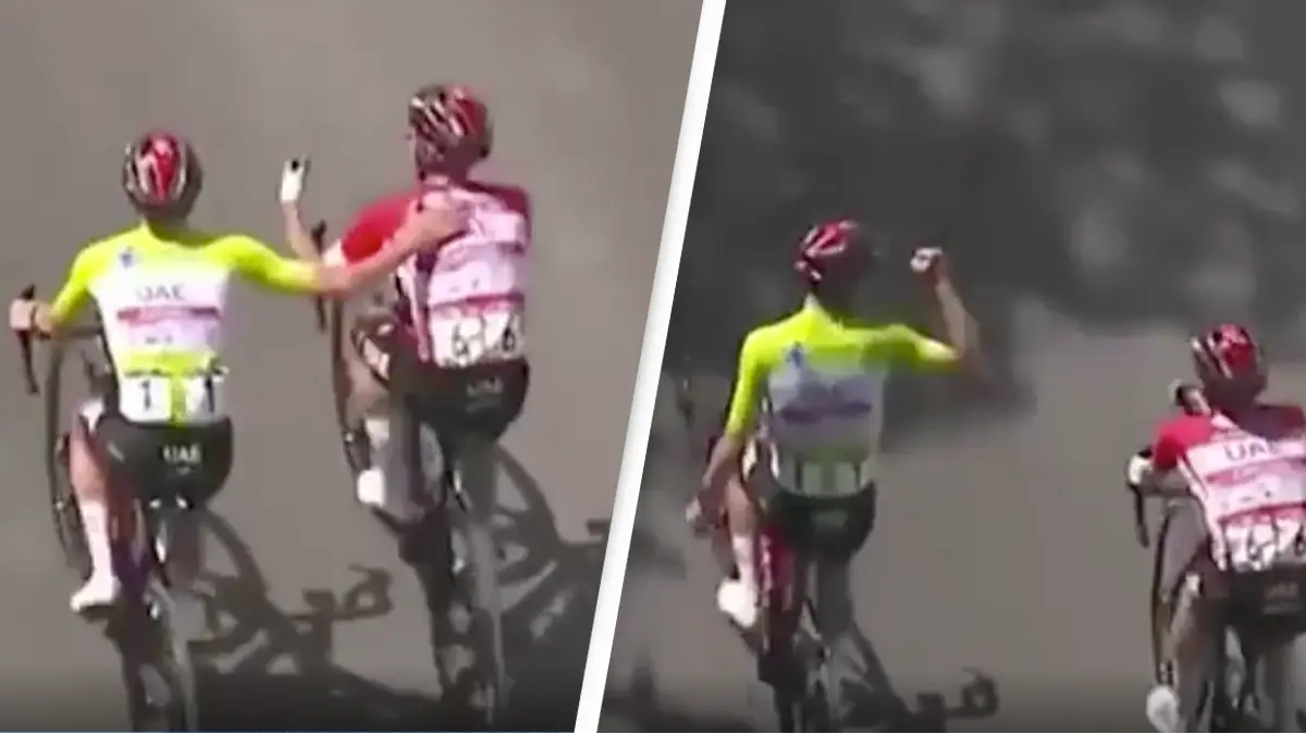 Incredible moment cyclists play rock, paper, scissors to determine who wins race