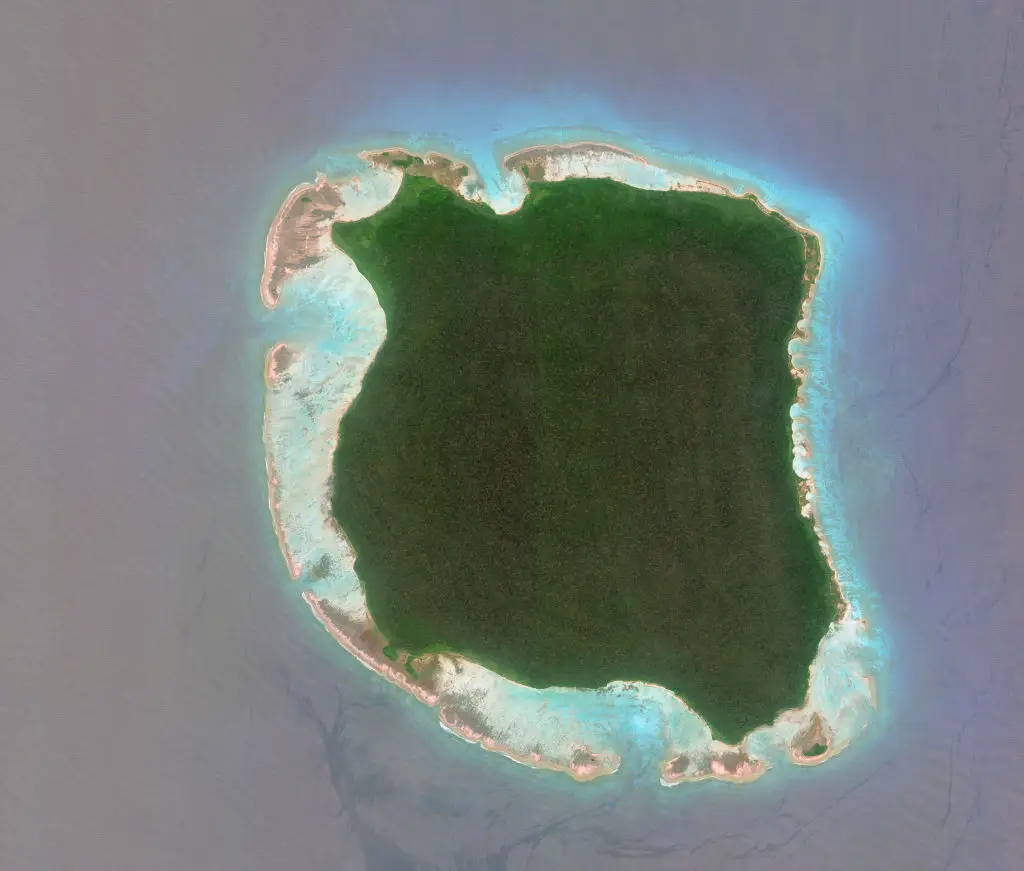 Anyone approaching North Sentinel Island is likely to get shot with a bow and arrow (DigitalGlobe via Getty Images via Getty Images)