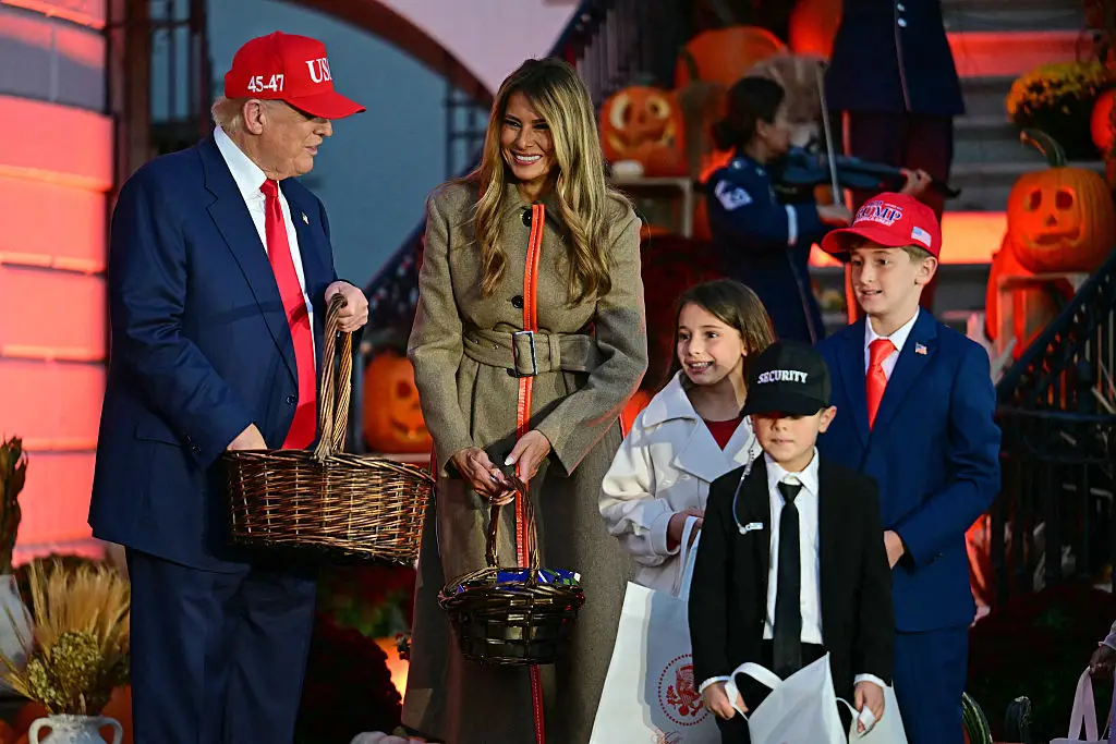 Some of the kids dressed up as Trump, Melania and a secret service agent (JIM WATSON/AFP via Getty Images)