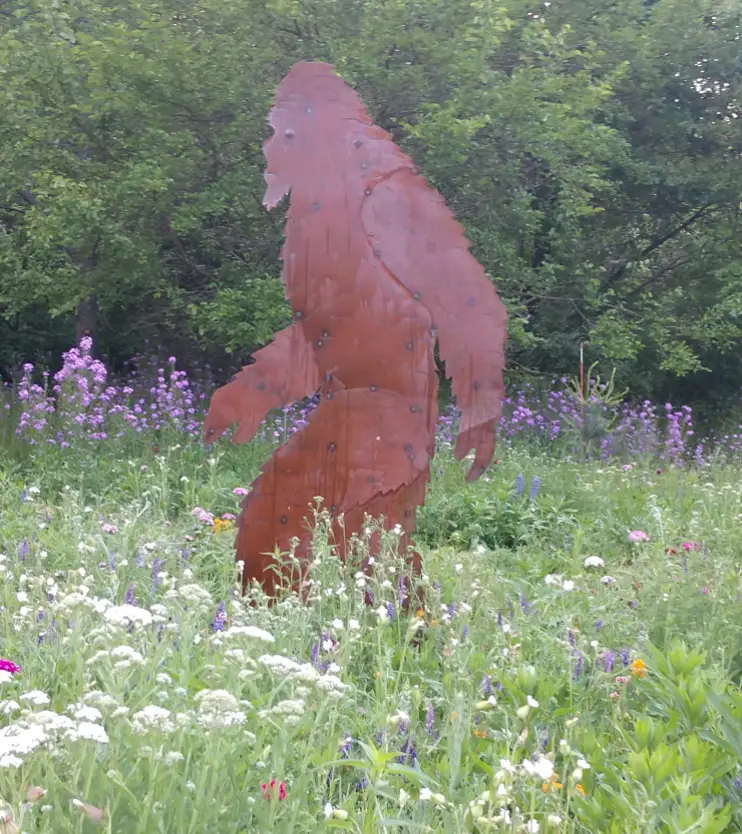 The stolen 7 foot tall Sasquatch statue.