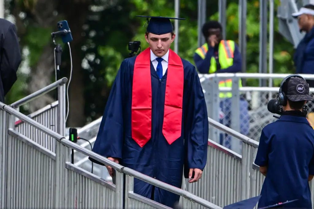 Barron Trump during his graduation at Oxbridge Academy in Palm Beach, Florida, in 2024 (GIORGIO VIERA/AFP via Getty Images)