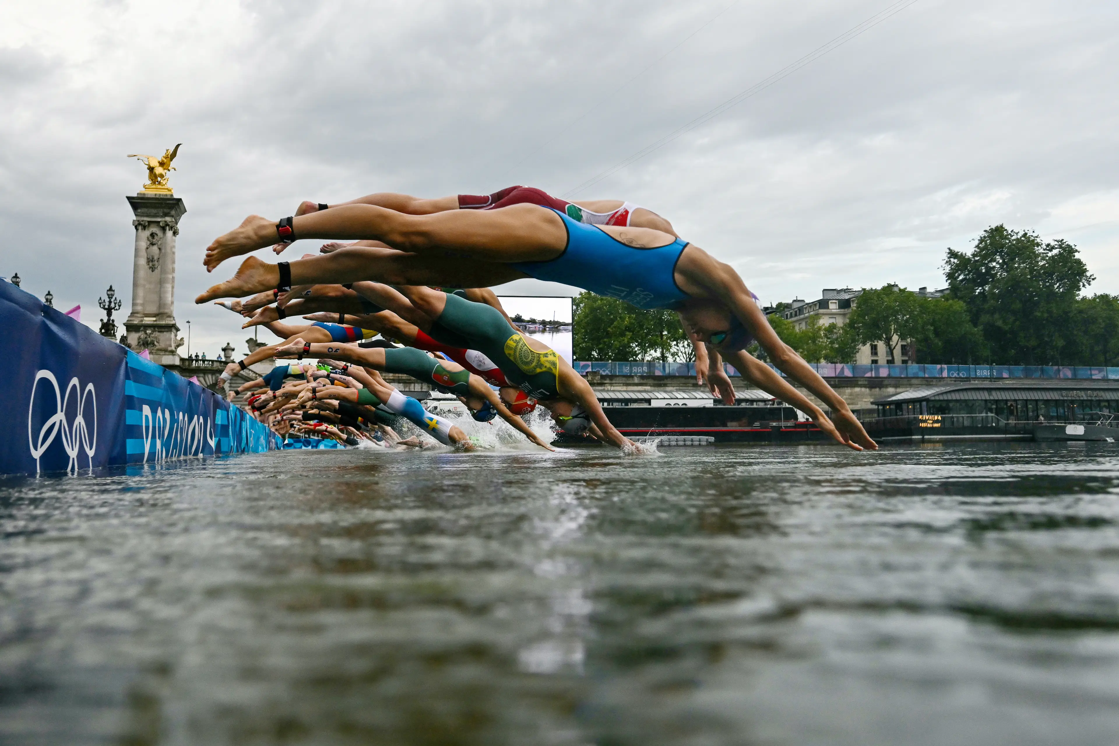 Both Michel and Briffod previously swam in the Seine. ( Martin Bureau - Pool/Getty Images)