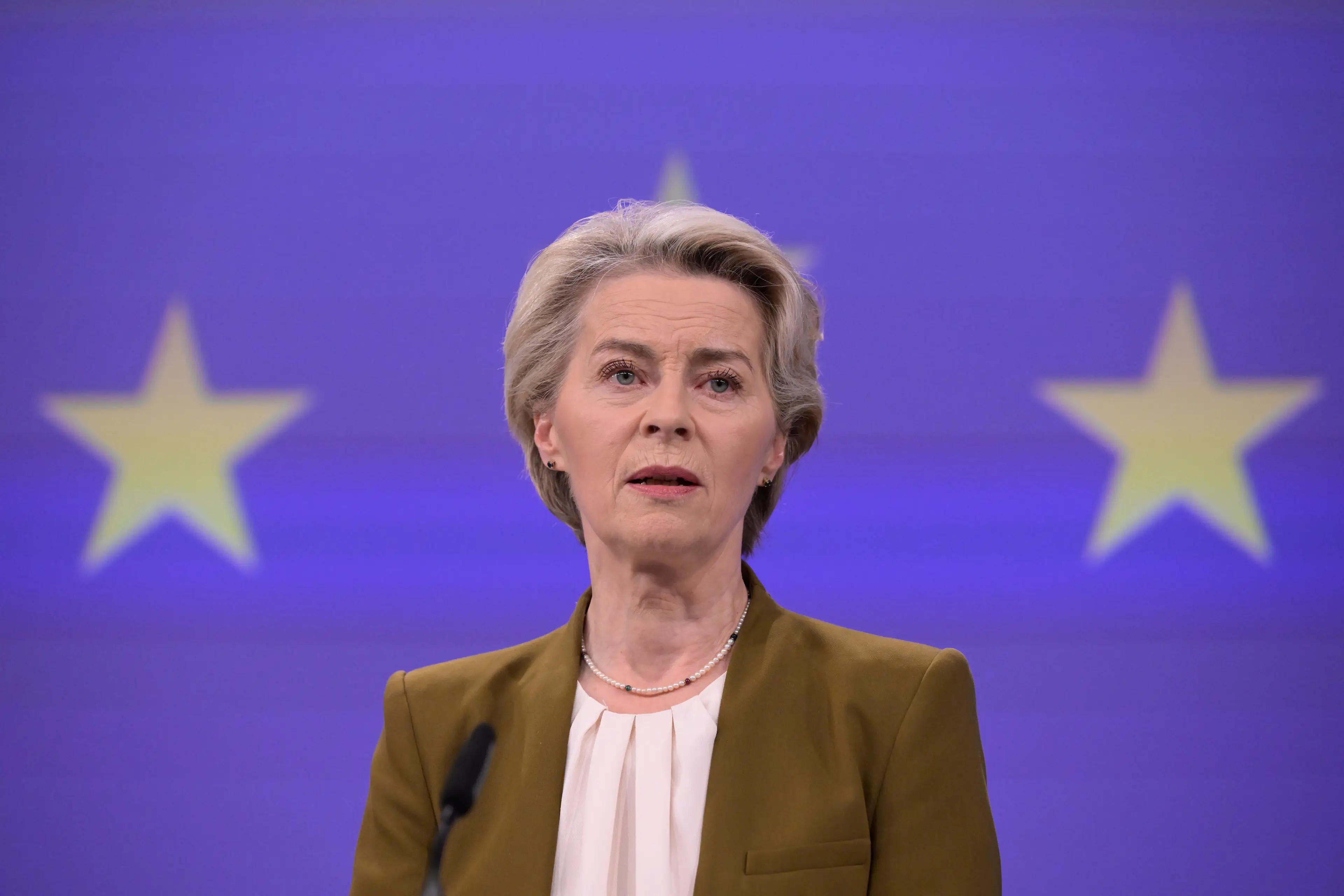 Ursula Von der Leyen insisted Europe had a plan if they are hit with hefty tariffs by Trump (Photo by JOHN THYS/AFP via Getty Images)