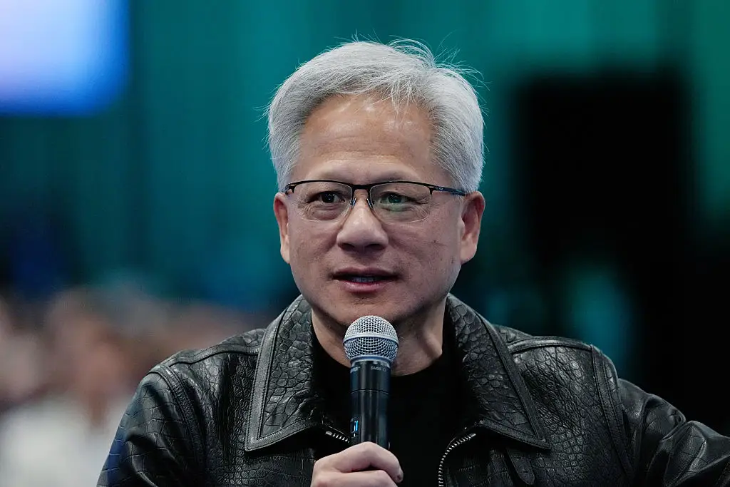 Jensen Huang was interrupted mid speech by a call from Donald Trump (David Paul Morris/Bloomberg via Getty Images)