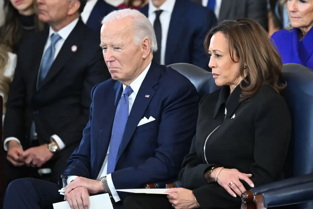 A moment of silence for Joe Biden and Kamala Harris (Saul Loeb - Pool/Getty Images)