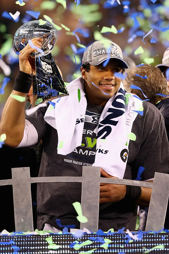 Wilson helped lead the Seahawks to victory at the Super Bowl XLVIII in 2014 (Elsa/Getty Images)