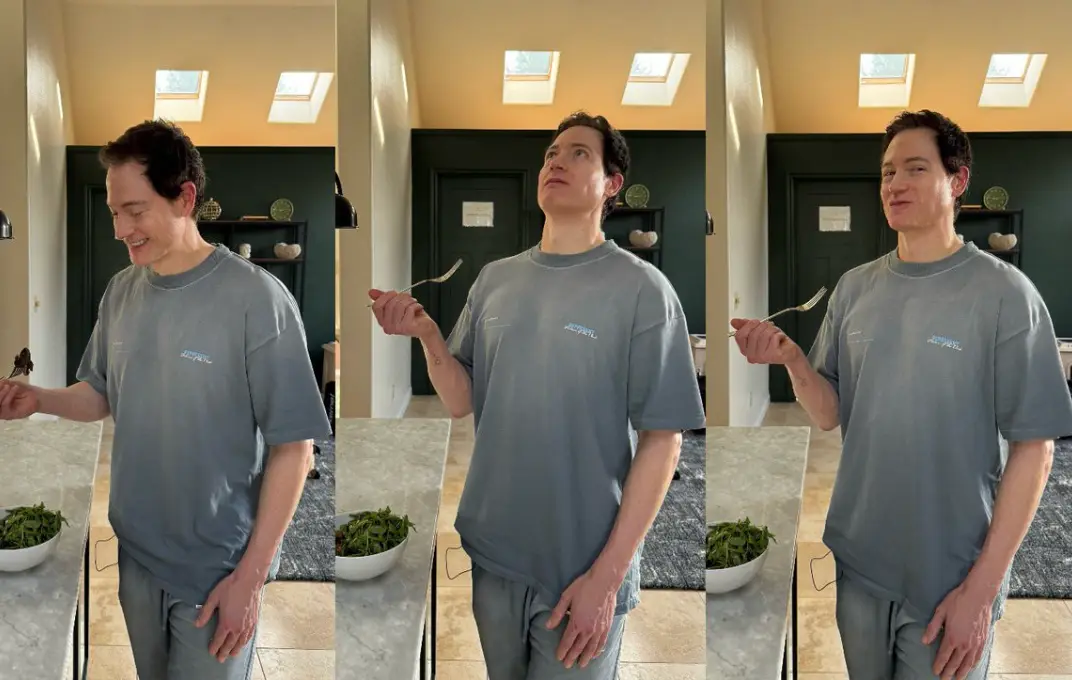 He really enjoying his food during his dose of magic mushrooms (Bryan Johnson/X)