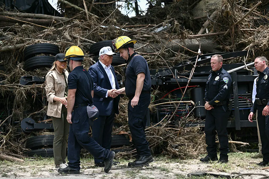 Donald Trump previously met with the rescue teams ( BRENDAN SMIALOWSKI/AFP via Getty Images)