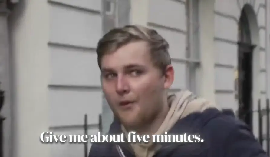 Josh was in tears after a stranger gave him £10 (Channel 5)