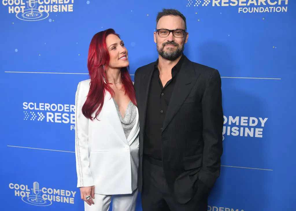 Brian Austin Green and fiancee and mom to his fifth child Sharna Burgess (Alberto E. Rodriguez/Getty Images)