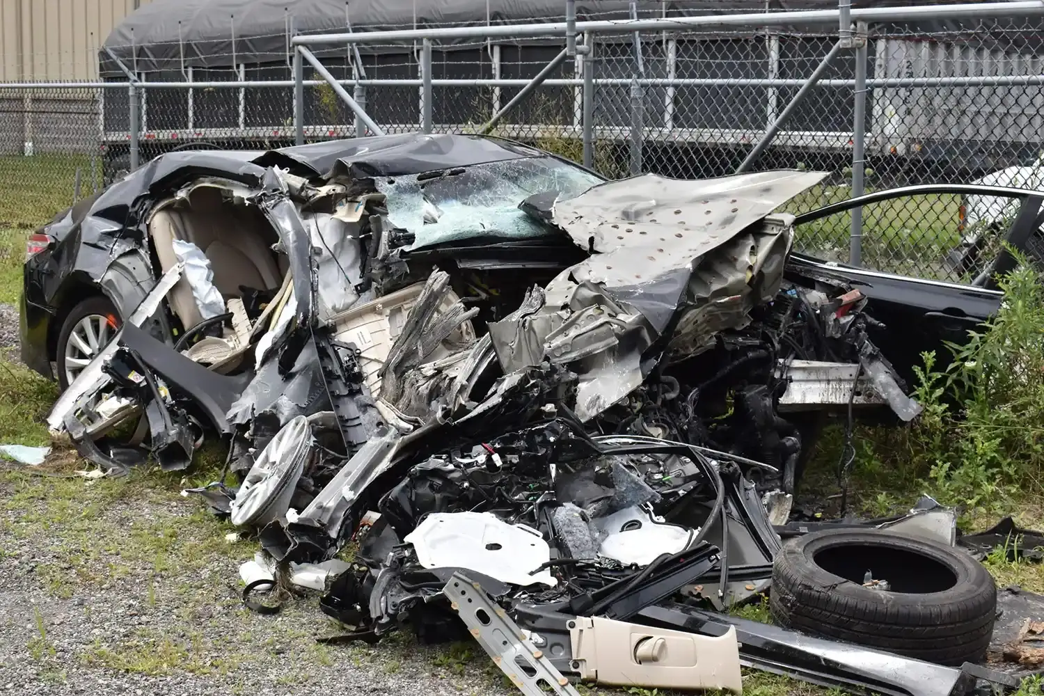 An image shows the wreckage of the car Shrilla was driving (Cuyahoga County Prosecutor's Office)
