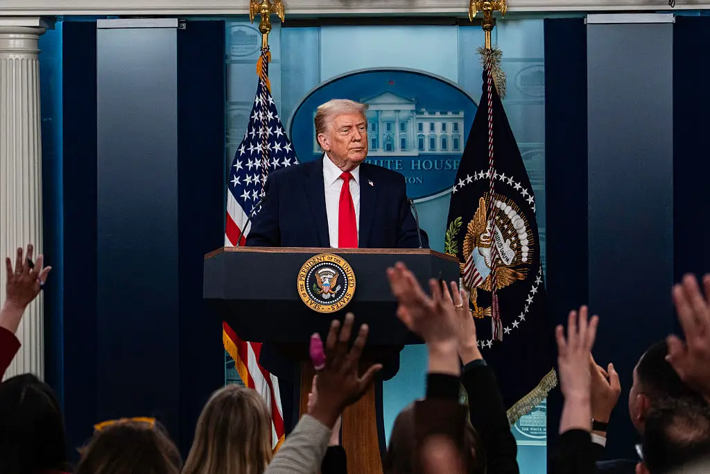 Trump discussed his plans for Greenland during a White House press conference (Salwan Georges/The Washington Post via Getty Images)