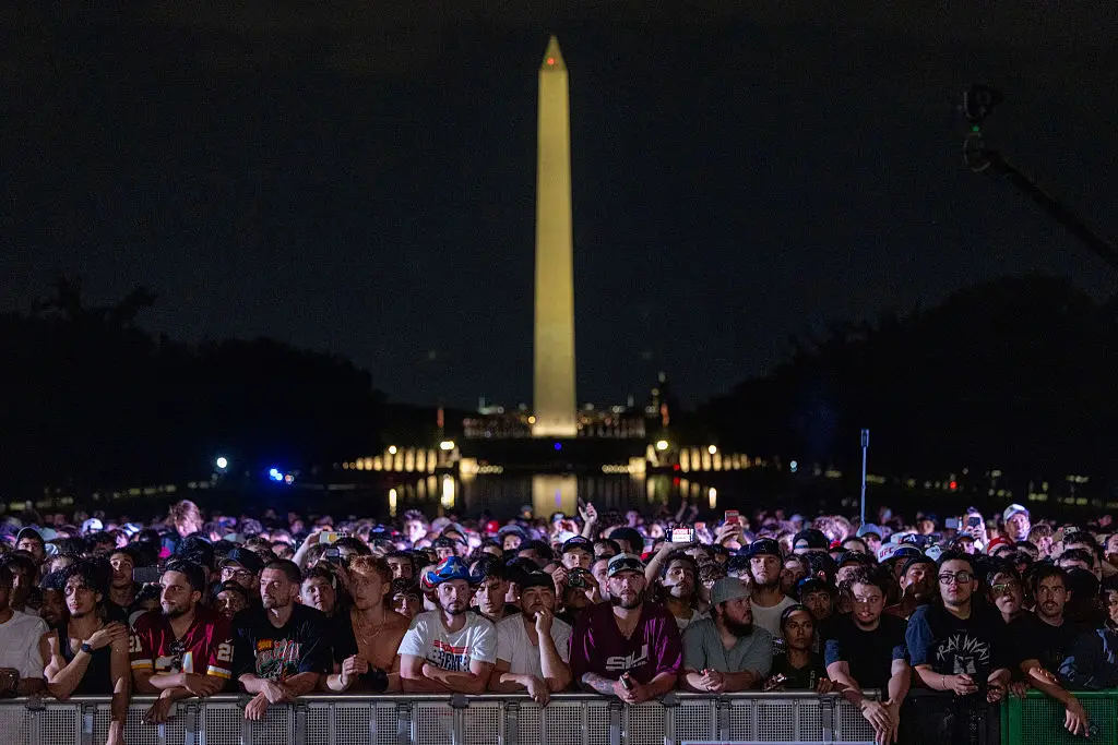 The episode added an unexpected layer of controversy to what had already been a chaotic and polarising evening on the White House South Lawn, where UFC Freedom 250 took place as part of President Trump's 80th birthday celebrations. (Photo by Nathan Posner/Anadolu via Getty Images)