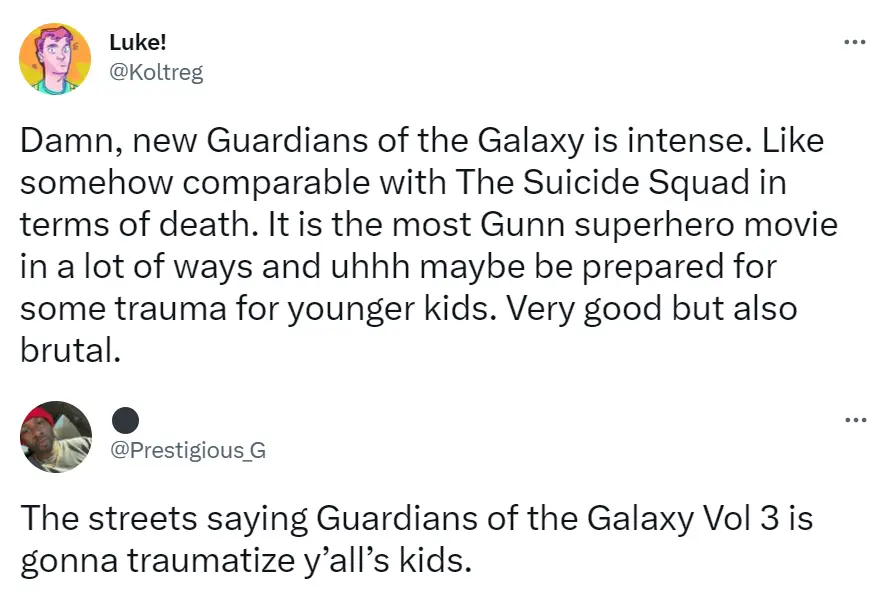 Some fans of Guardians of the Galaxy think it's going to be a pretty tough watch for younger children.