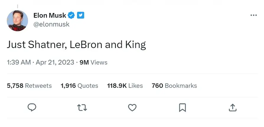 Apparently William Shatner, Le Bron James and Stephen King are the only ones who get to keep the tick without paying.