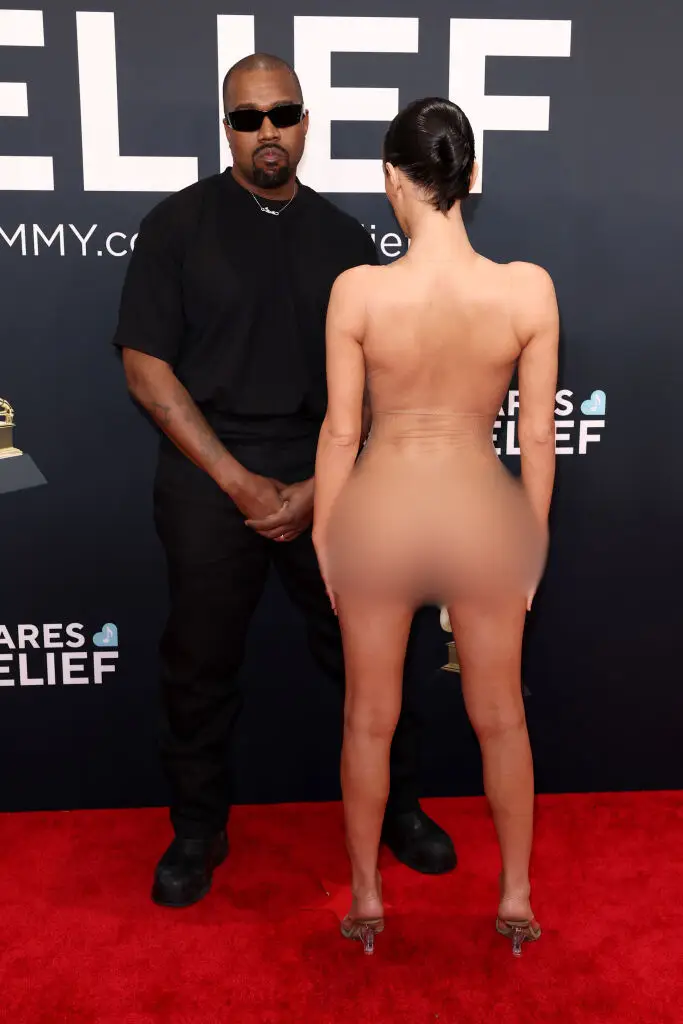 Kanye West with wife Bianca Censori on the red carpet of the Grammys (Matt Winkelmeyer/Getty Images for The Recording Academy)