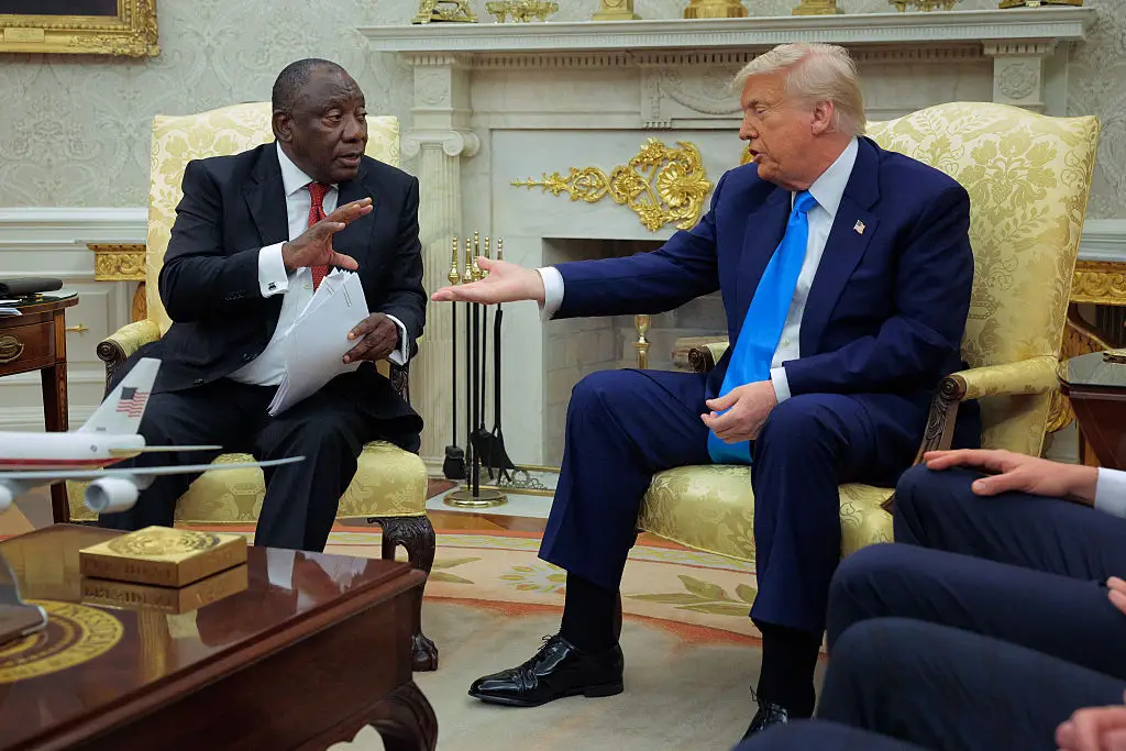 The POTUS insisted on peddling the conspiracy theory to the bewilderment of Ramaphosa (Chip Somodevilla/Getty Images)