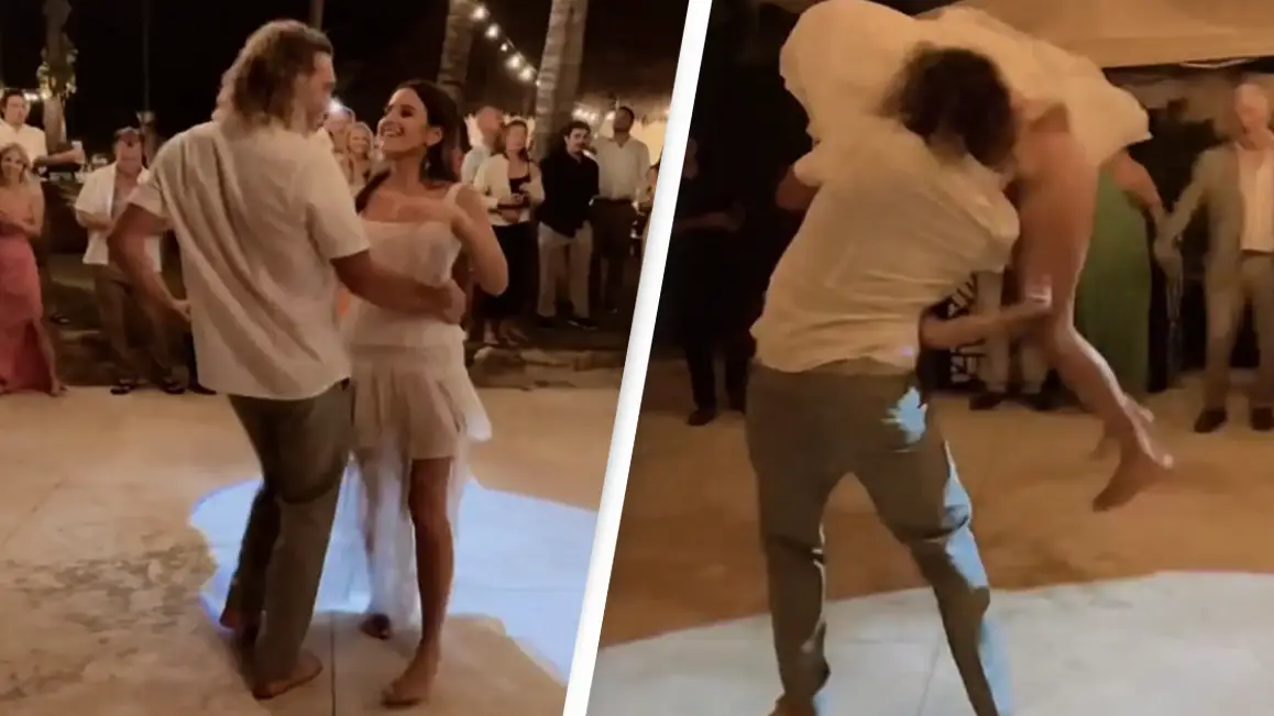 People left mortified by bride’s wedding mishap after first dance goes horribly wrong 