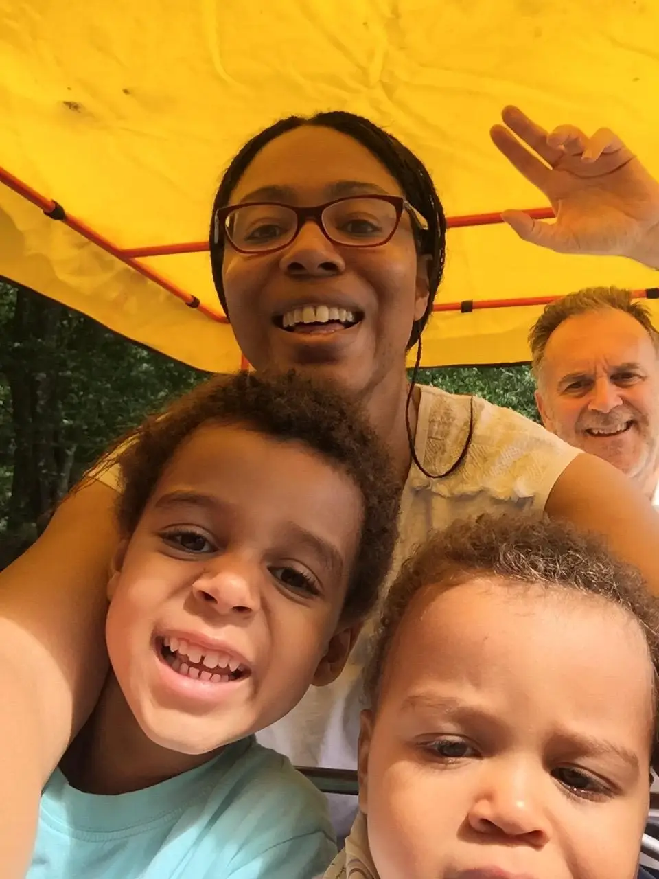 Thelma, Jonathan and their two children, Dominic and Richard (PA Real Life)