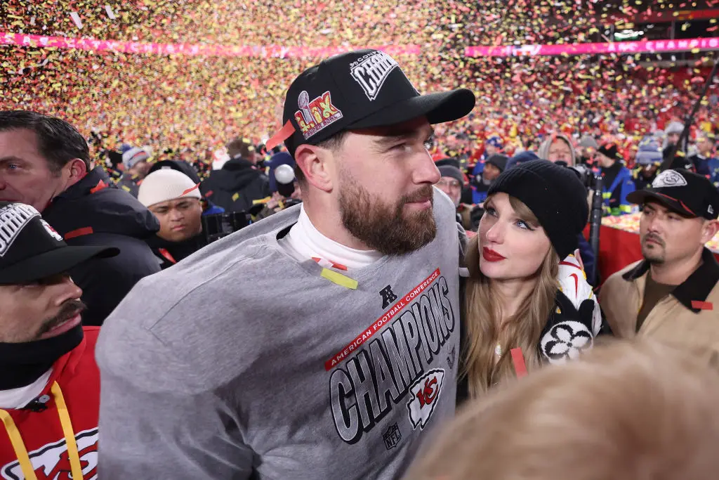 Taylor Swift will be cheering on Travis Kelce at Sunday's Super Bowl (Jamie Squire/Getty Images)