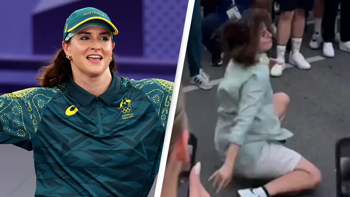 Raygun performs breakdancing routine ahead of the Olympics closing ceremony after performance scored zero