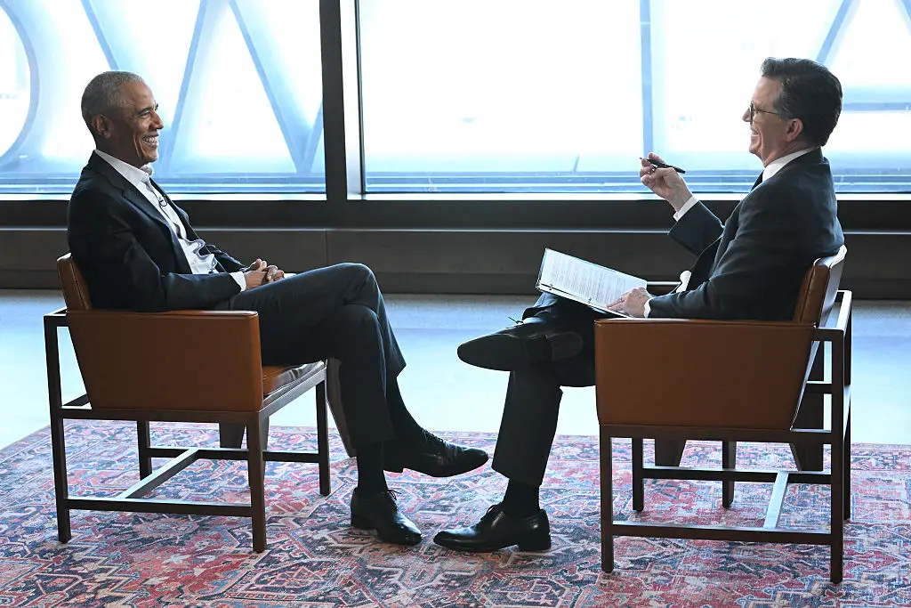 Obama sat down with Stephen Colbert and clarified his 'alien' comments (Photo by Scott Kowalchyk/CBS via Getty Images)