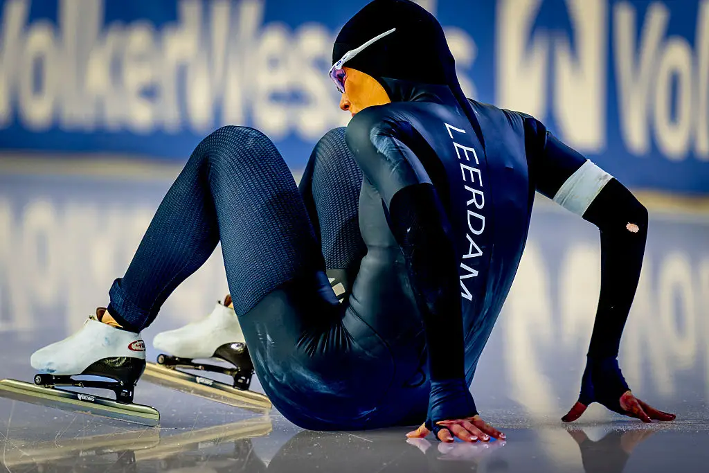 Jutta Leerdam suffered a fall during her 1000m race (Caroline van Leusden/EYE4images/NurPhoto via Getty Images)