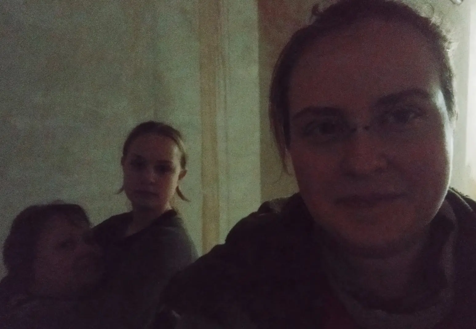 Iryna and her family hid in the basement to stay safe.