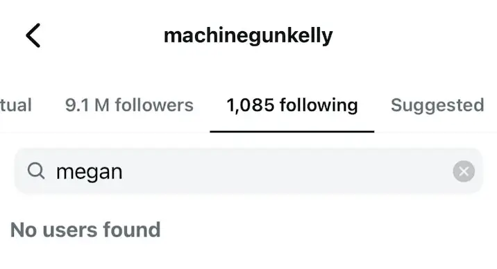 Fans noticed that MGK no longer followed Fox (Instagram)
