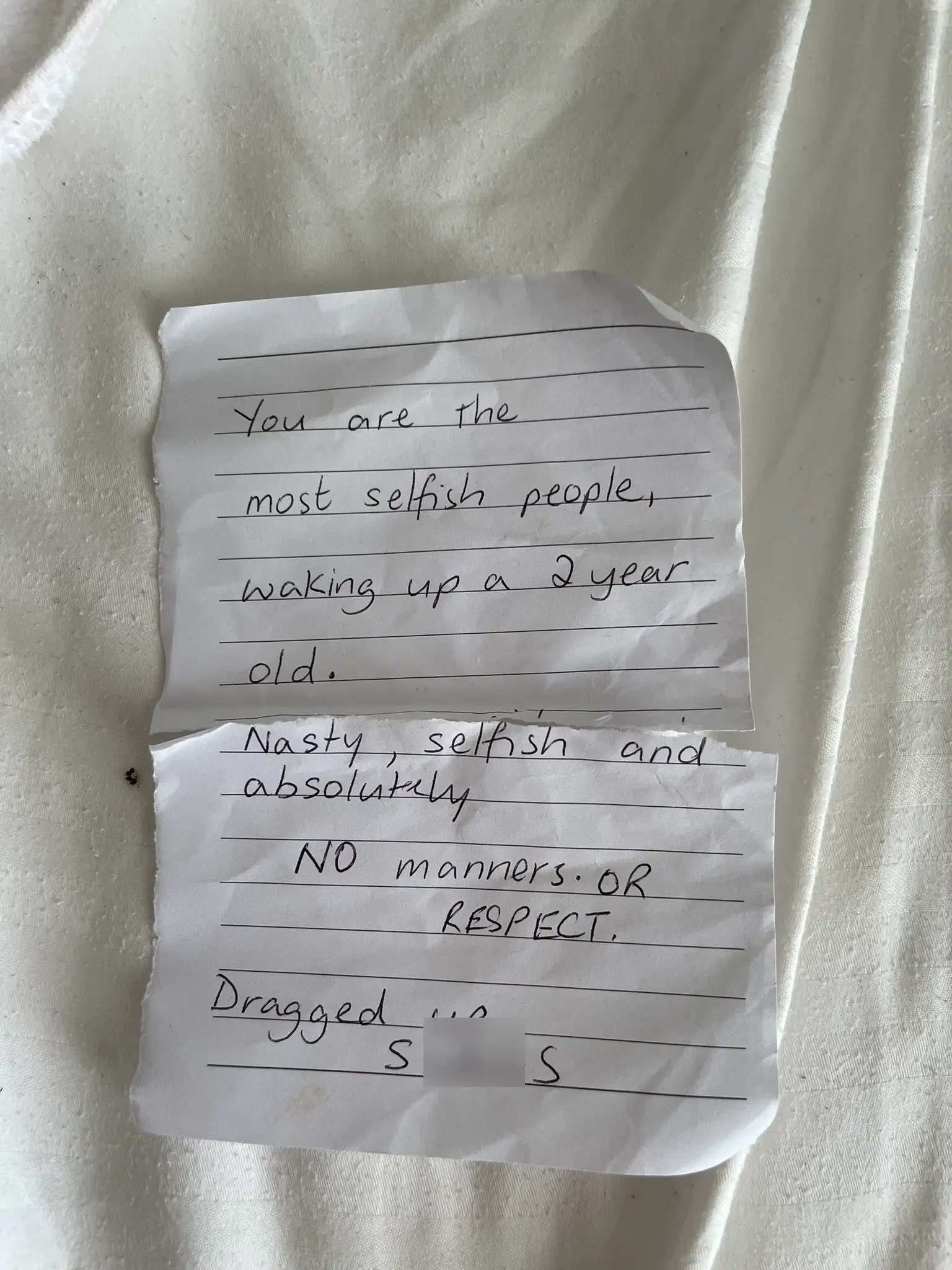 The note was slipped under the DJ's door.