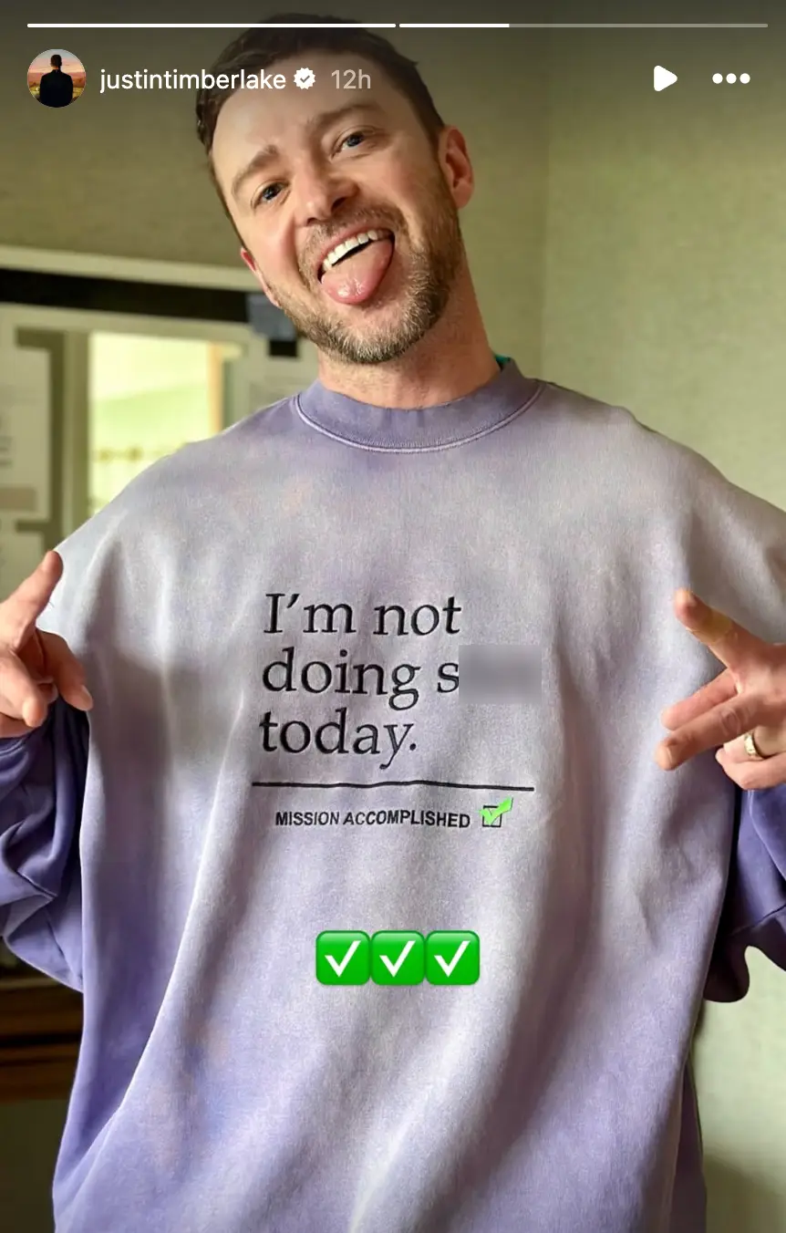 Timberlake revealed his post-tour plans... (justintimberlake/Instagram)