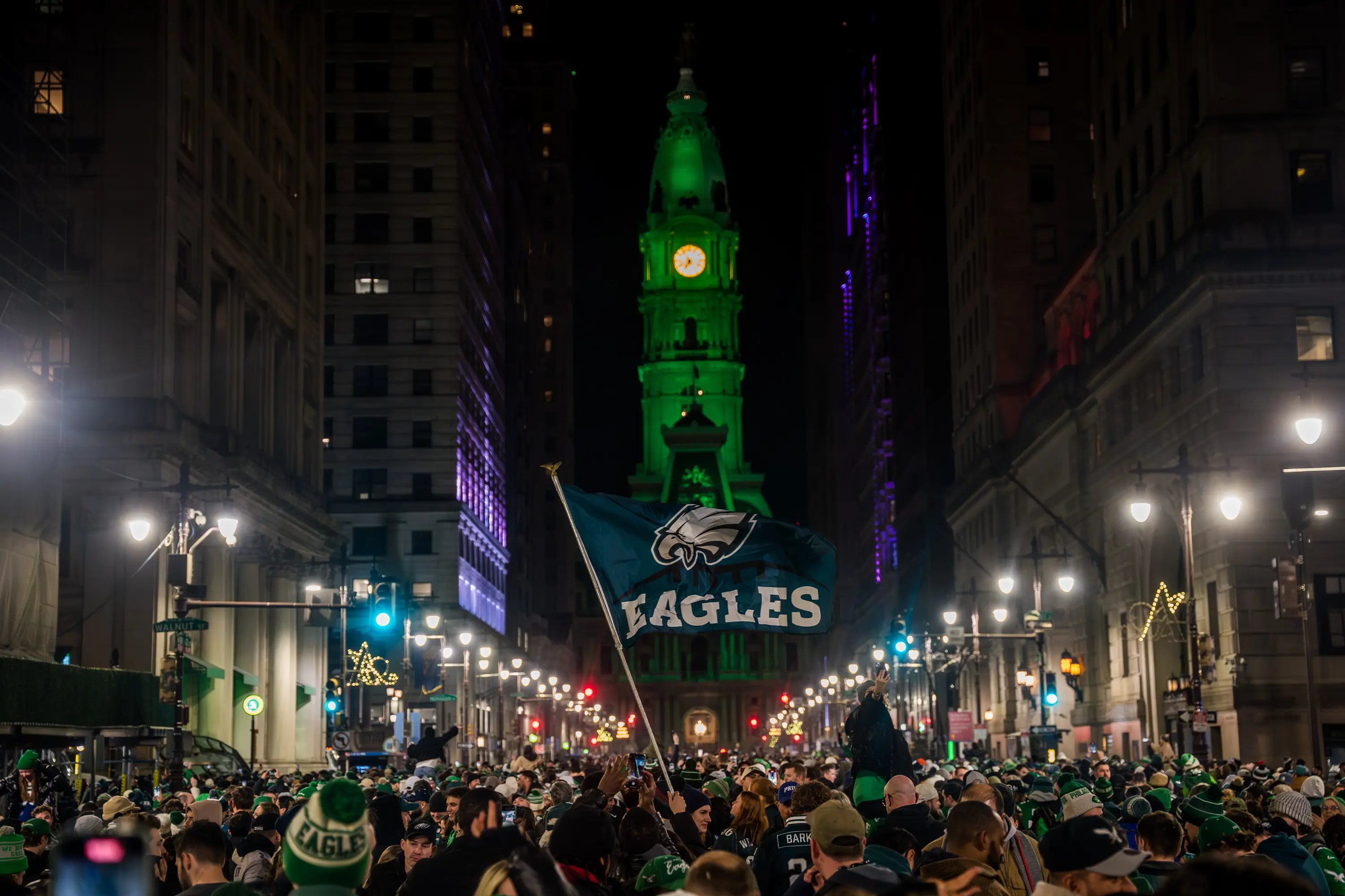 Eagles fans were out celebrating in Philadelphia (Thomas Hengge/Anadolu via Getty Images)