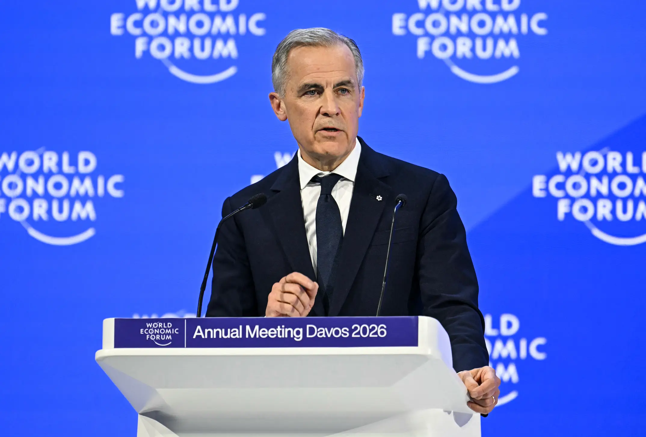 Without naming Trump, Mark Carney adressed growing tension between the US and its allies (Fabrice COFFRINI / AFP via Getty Images)