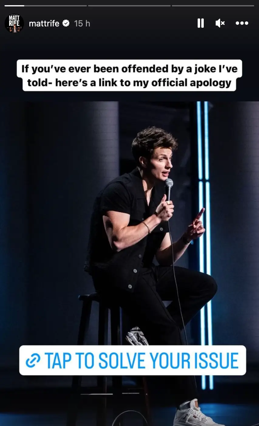 Matt Rife responds to the backlash.