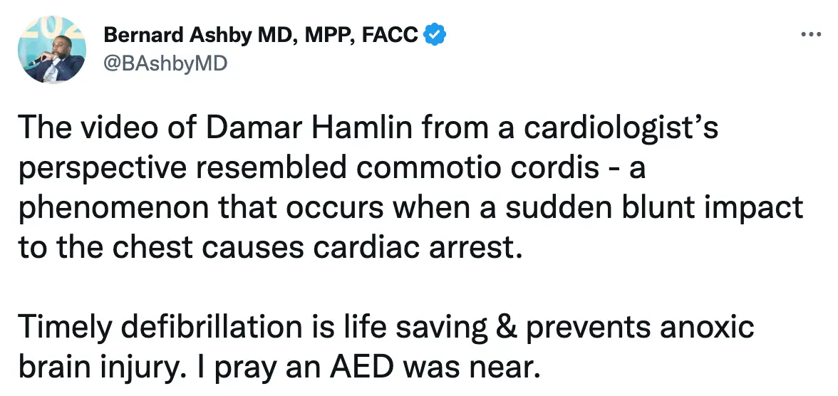 A number of doctors believe he suffered commotio cordis.