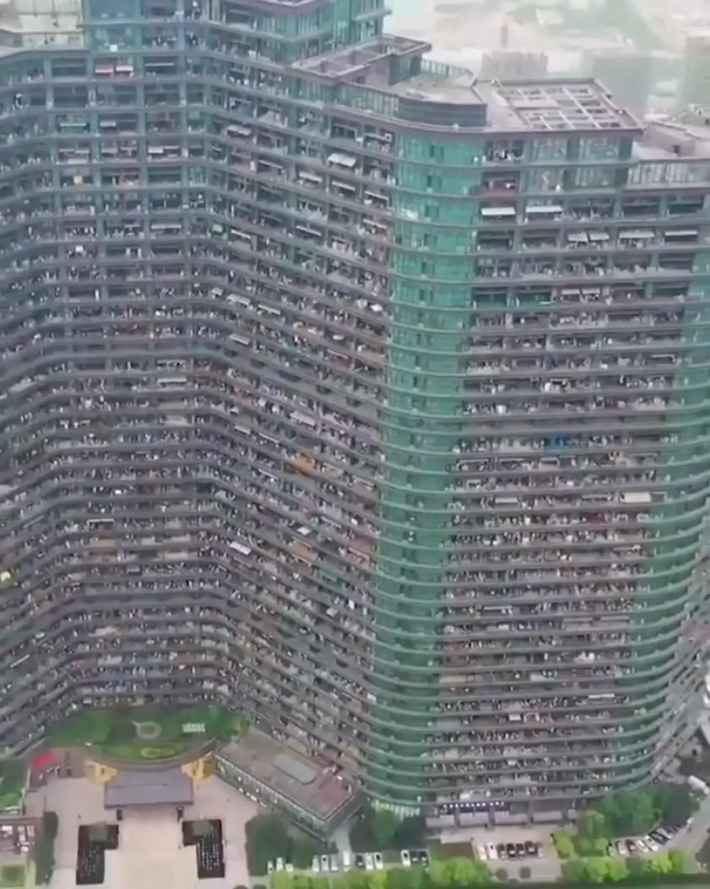 Thousands of people live in a complex known as the Regent International, a colossal building in Qianjiang Century City, located in Hangzhou’s central business district. (TikTok/@fatheristheone)