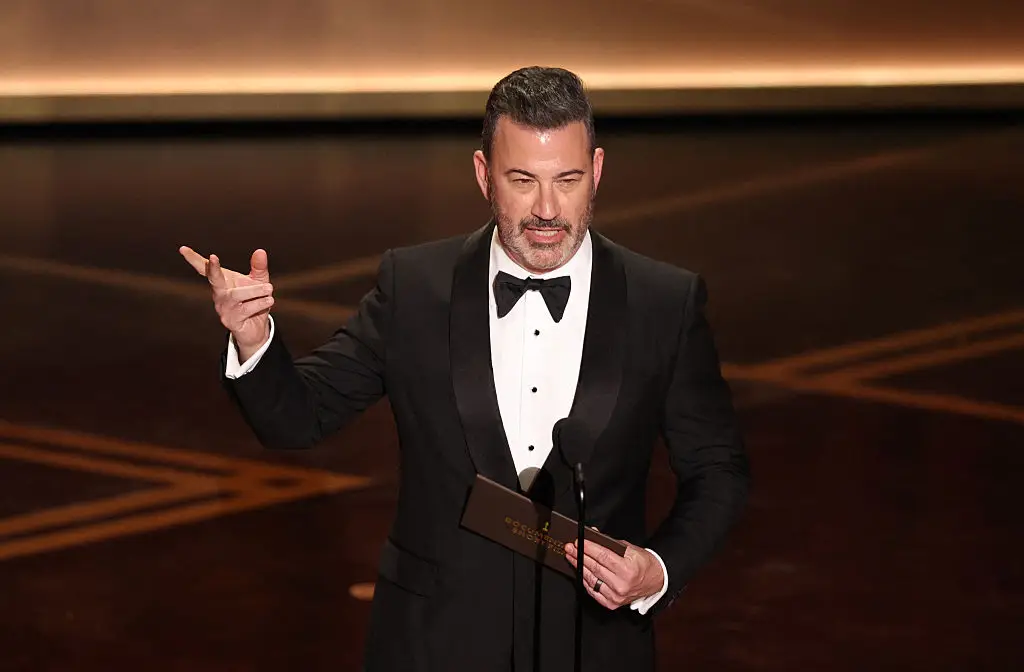 Jimmy Kimmel was presenting the award for the Best Documentary Feature at the Oscars last night (Patrick T. Fallon / AFP via Getty Images)