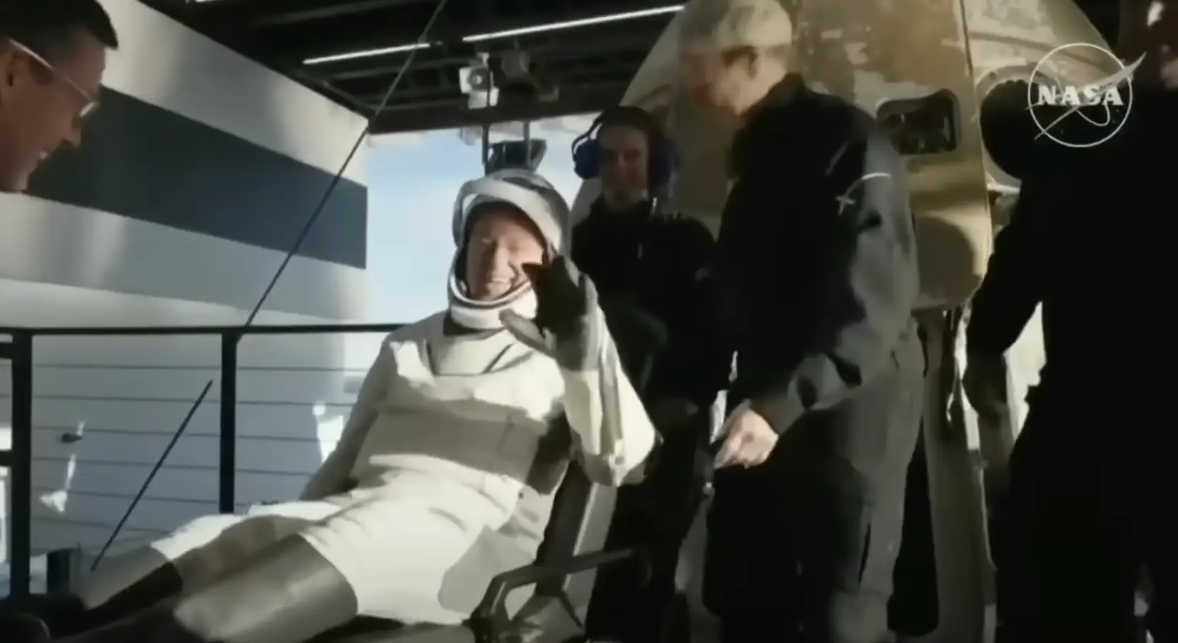 Barry 'Butch' Wilmore after leaving the capsule (NASA)