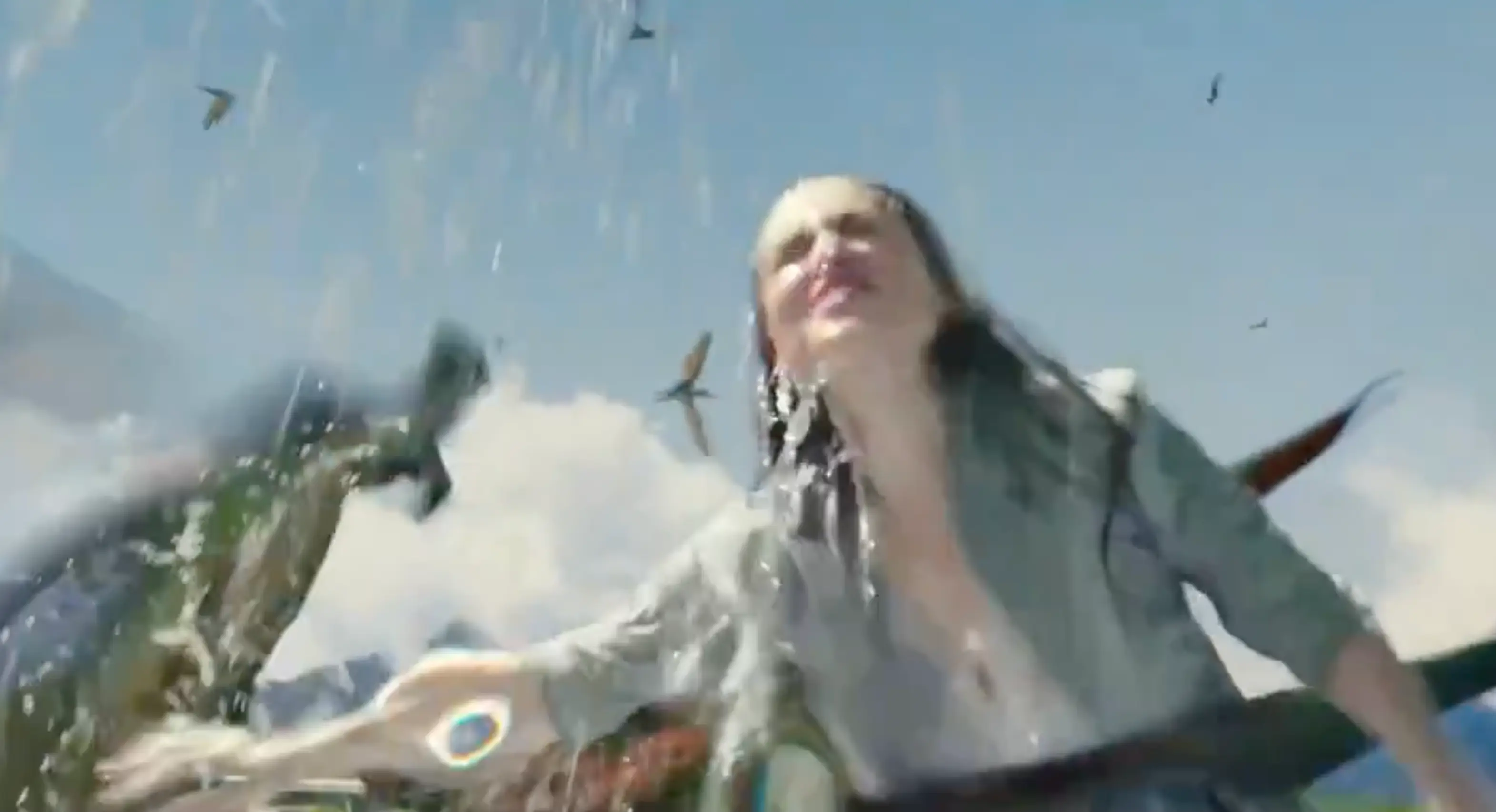 McGrath's character is then seen struggling underwater as she wrestles with a pterodactyl (Universal Pictures)